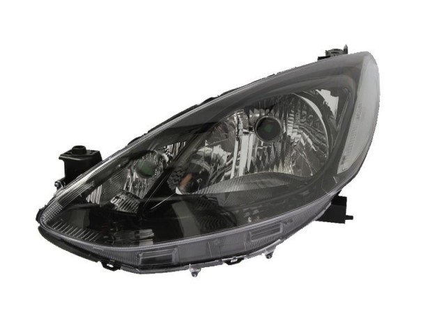 Mazda 2 2007.11.01-2013.12.31 utángyártott új bal első fényszóró H4 fekete h. (motoros) DEPO