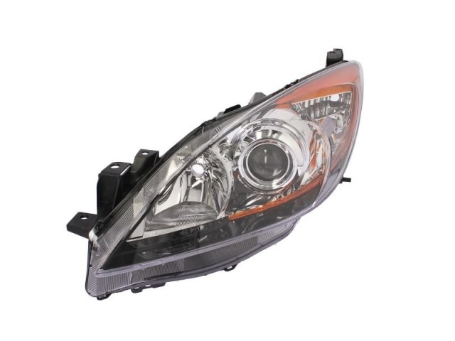Mazda 3 2009.04.01-2013.03.31 utángyártott új bal első fényszóró H11/HB3 fekete h. (motoros) DEPO