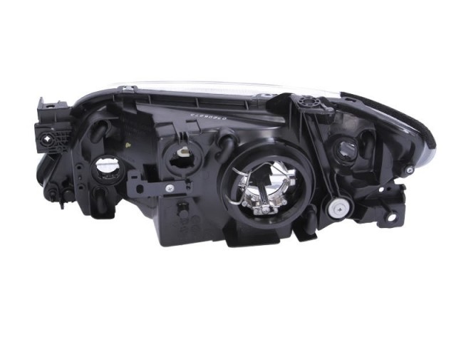 Mazda 323 2001.02.01-2003.12.31 utángyártott új jobb első fényszóró H4 króm házas (motoros) DEPO
