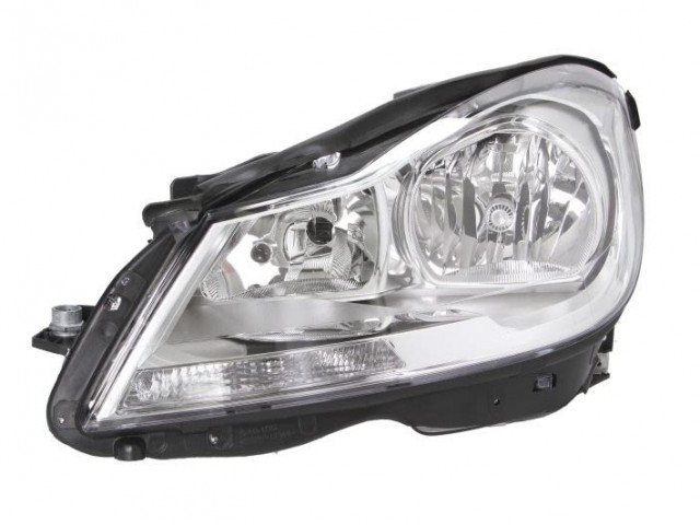 Mercedes Benz W204 C-Class 2011.01.01-2014.02.28 utángyártott új bal első fényszóró króm házas H7/H7 (motorral) DEPO