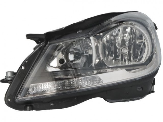 Mercedes Benz W204 C-Class 2011.01.01-2014.02.28 utángyártott új bal első fényszóró fekete házas H7/H7 (motorral) DEPO