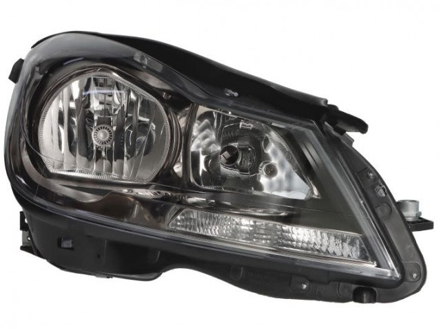 Mercedes Benz W204 C-Class 2011.01.01-2014.02.28 utángyártott új jobb első fényszóró fekete házas H7/H7 (motorral) DEPO