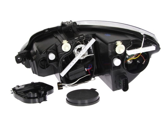 Seat Altea 5P, Altea XL , Leon, Toledo utángyártott új jobb első fényszóró H7/H1 fekete házas (motorral) TYC