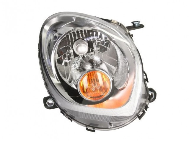 Mini Countryman (R60) 2010-2016 utángyártott új jobb első fényszóró H4 sárga villogóval (motorral) DEPO