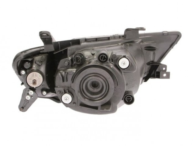 Mitsubishi L200 2005.12.01-2014.12.31 utángyártott új bal első fényszóró H4 dupla fülkés, sárga (motoros) DEPO