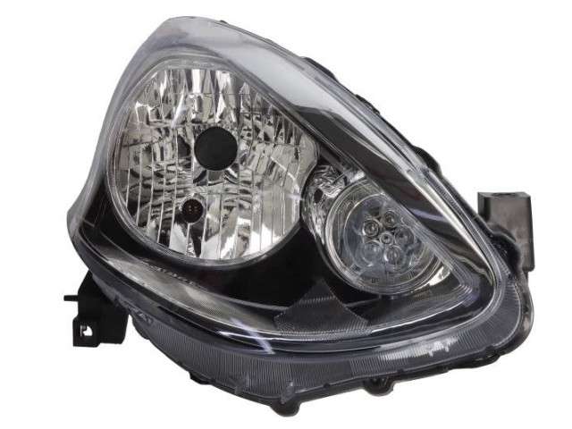 Nissan Micra K13 2013.06.01-2017.02.01  utángyártott új jobb első fényszóró H4 sötét házas (motoros) DEPO