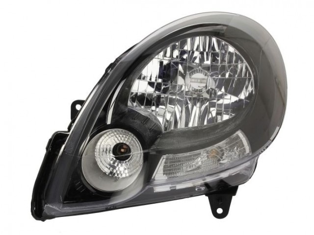 Renault Kangoo II 2008.02.01-2013.06.30 utángyártott új bal első fényszóró H4 fekete házas (motoros) TYC