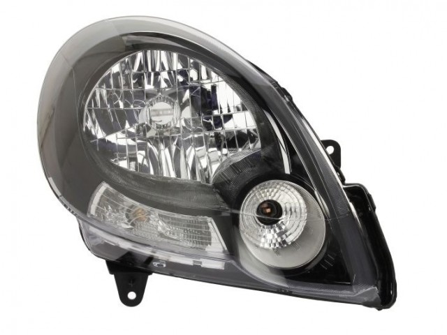 Renault Kangoo II 2008.02.01-2013.06.30 utángyártott új jobb első fényszóró H4 fekete házas (motoros) TYC