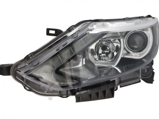 Nissan Qashqai II. 2013.12.01-2017.02.01 utángyártott új jobb első fényszóró H7/H11+LED nap. fény. (motorral) DEPO