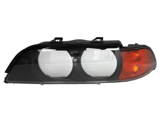 BMW 5 E39  1995.12.01-2000.08.31 utángyártott új bal első fényszóró üveg sárga vill. (halogén fsz) TYC*