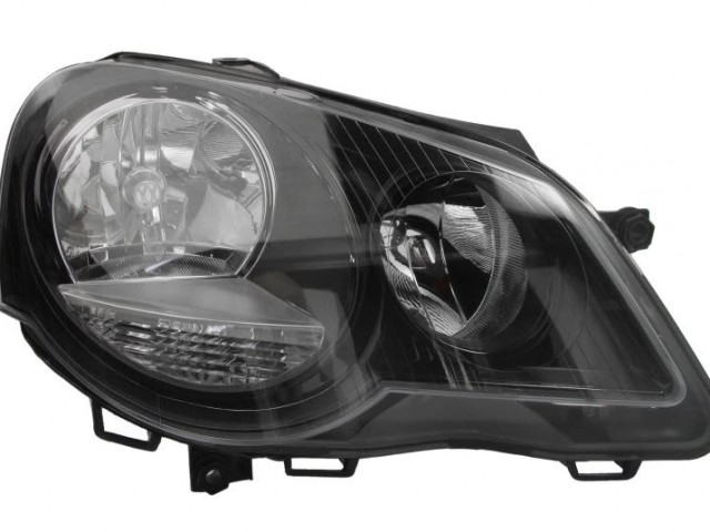 Volkswagen Polo 9N 2005.04.01-2009.05.31 utángyártott új jobb első fényszóró H7/H1 fekete házas ,GTI (motorral) TYC