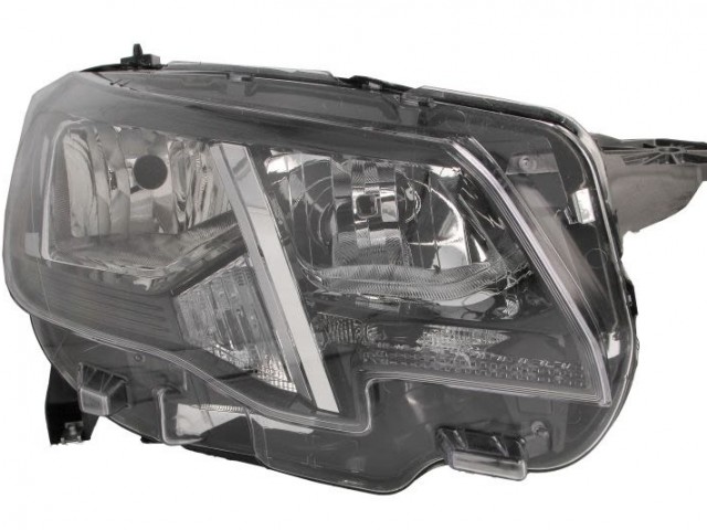 Peugeot Partner 2018.06.01-2023.09.30 utángyártott új jobb első fényszóró H7/H1 króm ház. (motorral) DEPO