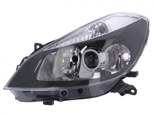Renault Clio III. 2005.10.01-2008.12.31, Clio Grandtour  2008.10.01-2013.02.28 utángyártott új bal első fényszóró 2H7/H1 fekete, motoros DE (nem Campus) DEPO