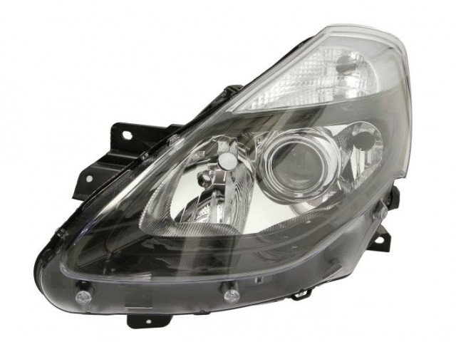 Renault Clio III. 2009.01.01-2012.10.31 utángyártott új bal első fényszóró H1/2H7 fekete házas (motoros) DEPO