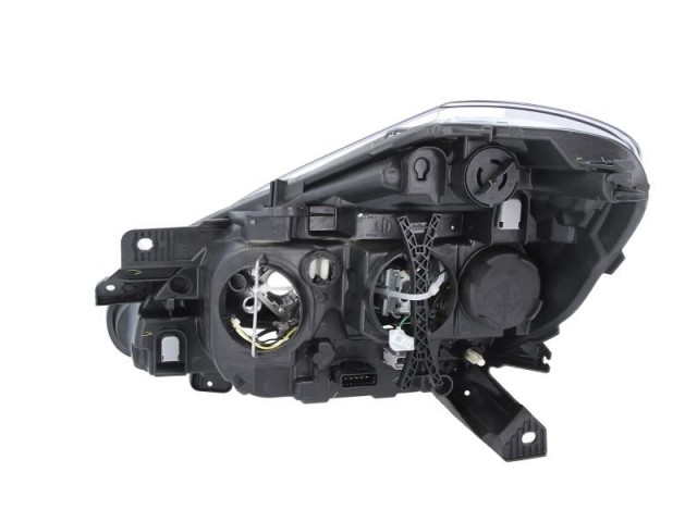 Renault Clio III. 2009.01.01-2012.10.31 utángyártott új jobb első fényszóró H1/2H7 fekete házas (motoros) DEPO