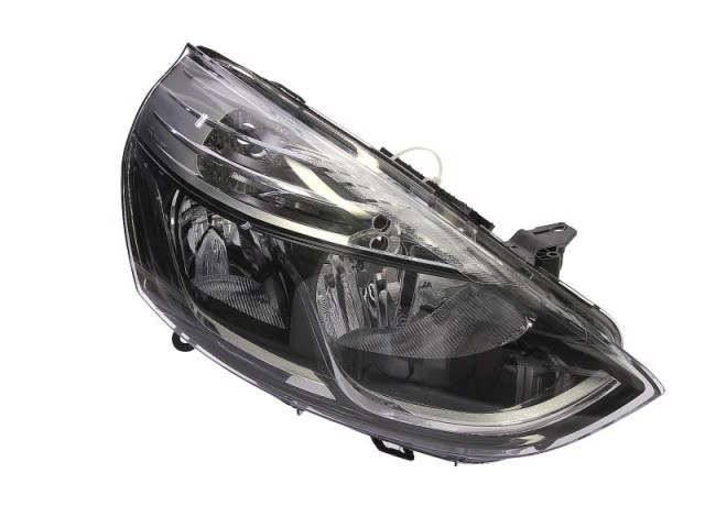 Renault Clio IV 2012.11.01-2016.01.01 utángyártott új jobb első fényszóró H1/H7 króm házas (motorral) DEPO