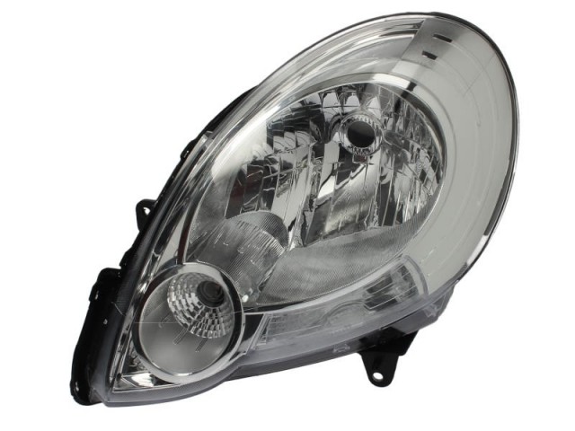 Renault Kangoo II 2008.02.01-2013.06.30 utángyártott új bal első fényszóró H4 króm házas (motoros) DEPO