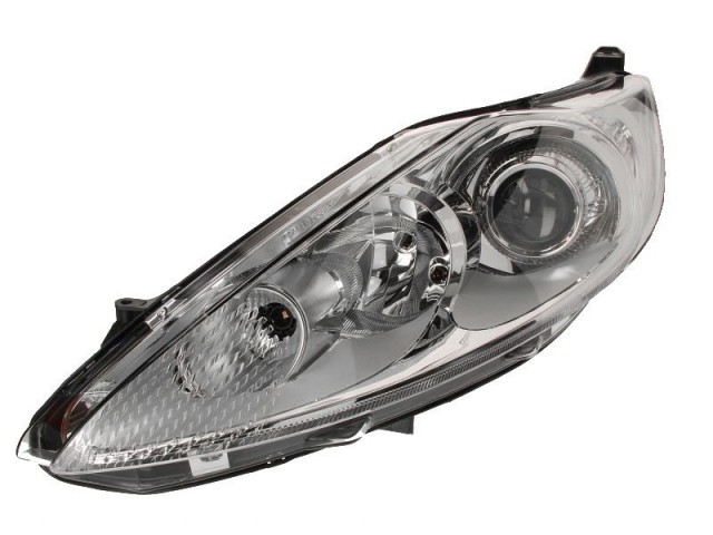 Ford Fiesta 2008.10.01-2013.01.31 utángyártott új bal első fényszóró H7/H1 króm h. proj. (motorral) TYC