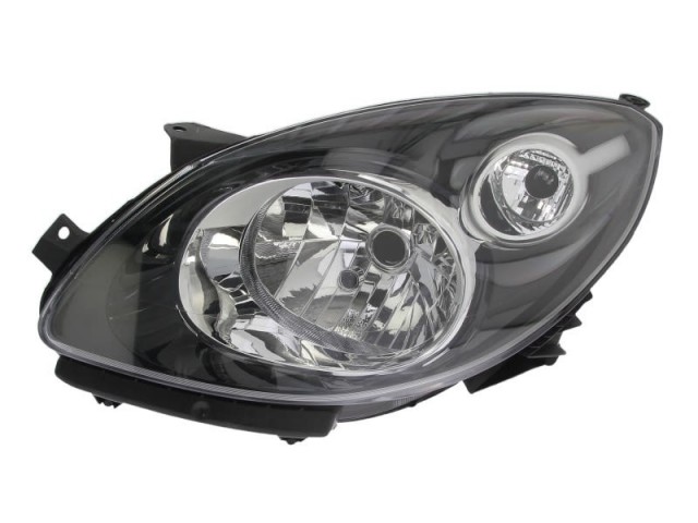 Renault Twingo 2007.08.01-2011.12.31 utángyártott új bal első fényszóró H4 fekete házas (motoros) DEPO