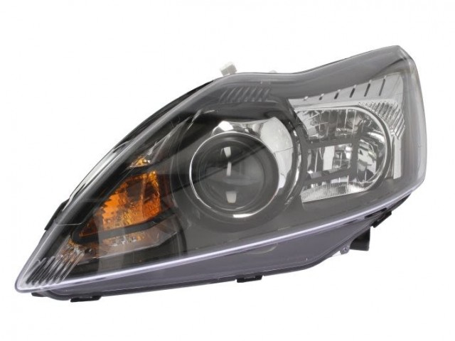 Ford Focus II. 2007.09.01-2011.02.28 utángyártott új bal első fényszóró H1/H7 fekete h., kany.köv.(motorral) TYC