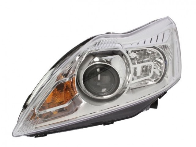 Ford Focus II. 2007.09.01-2011.02.28 utángyártott új bal első fényszóró H1/H7 króm h., kany.köv.(motorral) TYC