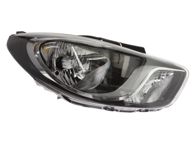 Hyundai I 10 2010.11.01-2013.10.31 utángyártott új jobb első fényszóró H4 fekete h. (motorral) TYC