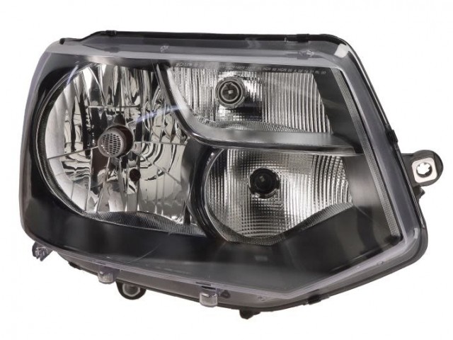 Volkswagen Transporter T5  2009.10.01-2015.06.30 utángyártott új jobb első fényszóró H4 fekete h. (motorral) TYC