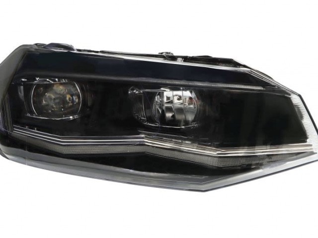 Volkswagen Polo Mk6 2017.06.01-2021.06.20 utángyártott új jobb első fényszóró LED (motorral) króm betét TYC