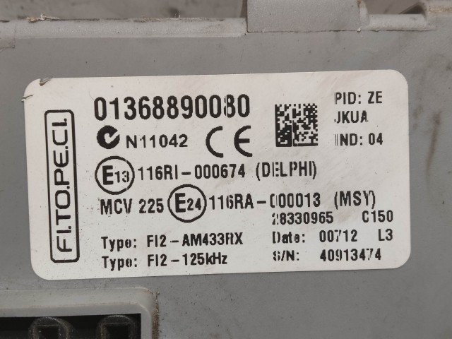 215808 Fiat Fiorino , Qubo 2007-2024 Immobiliser doboz, a képen látható sérüléssel 1368890080