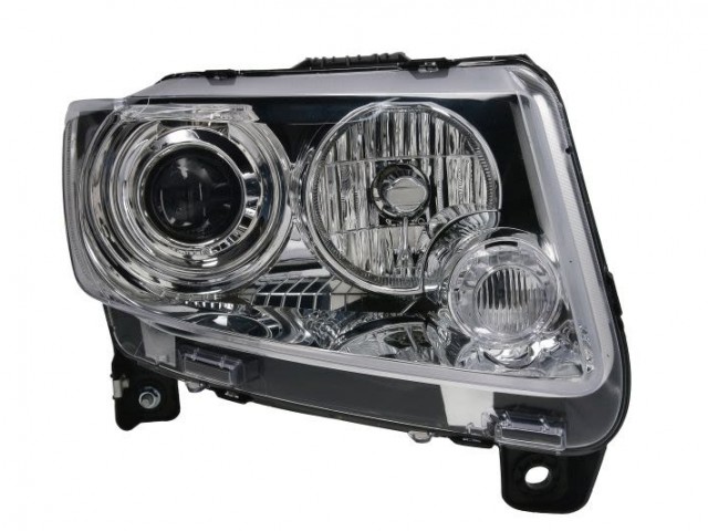 Jeep Grand Cherokee 2010.06.01- 2013 utángyártott új jobb első fényszóró H9/P27+7W króm  (motorral) TYC