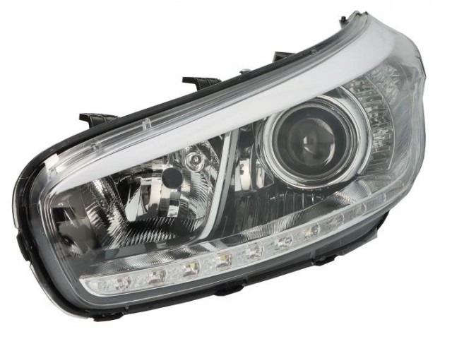 Kia Ceed 2012-2018 utángyártott új bal első fényszóró 3H7+LED nap.f.,stat.kanyark.,fekete h.TYC