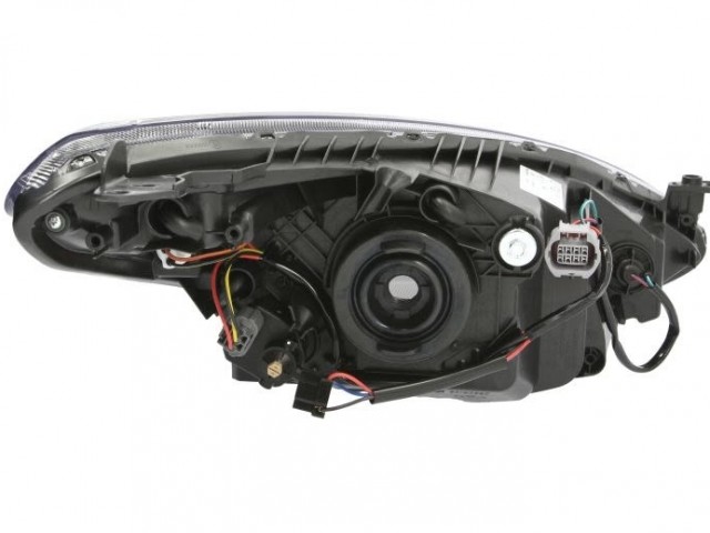 Mazda 2 2007.11.01-2013.12.31  utángyártott új bal első fényszóró H4 fekete házas (motorral) TYC