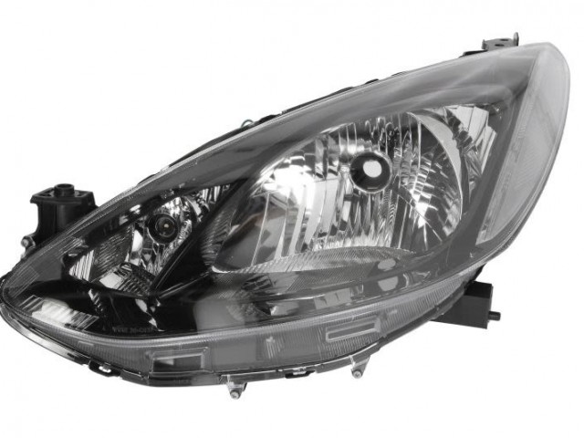 Mazda 2 2007.11.01-2013.12.31  utángyártott új bal első fényszóró H4 fekete házas (motorral) TYC