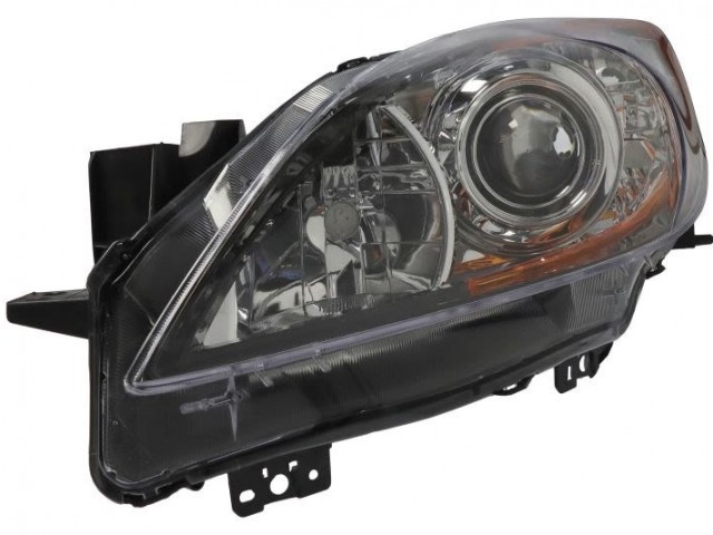 Mazda 3 2009.04.01-2013.03.31 utángyártott új bal első fényszóró H11/HB3 fekete h. (motoros) TYC