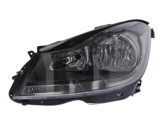 Mercedes Benz W204 C-Class 2011.01.01-2014.02.28 utángyártott új bal első fényszóró fekete házas H7/H7 (motorral) TYC