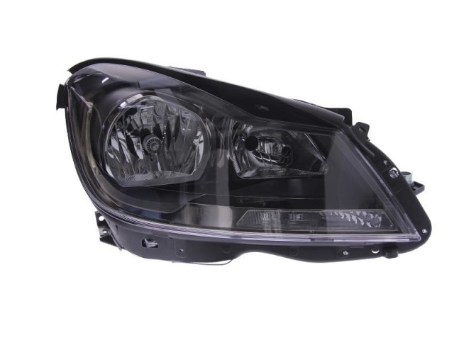 Mercedes Benz W204 C-Class 2011.01.01-2014.02.28  utángyártott új jobb első fényszóró fekete házas H7/H7 (motorral) TYC