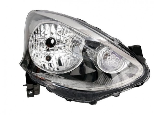 Nissan Micra K13   2013.06.01-2017.02.01 utángyártott új jobb első fényszóró H4 sötét házas (motorral) TYC