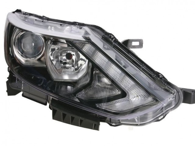 Nissan Qashqai II. 2013.12.01-2017.02.01 utángyártott új jobb első fényszóró H7/H11+LED nap. fény. (motorral)TYC