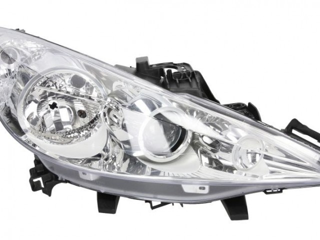 Peugeot 207 2006-2013 utángyártott új jobb első fényszóró 2H7/H1 proj. (motorral) TYC