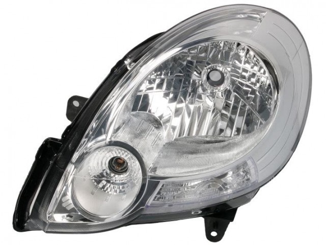 Renault Kangoo II 2008.02.01-2013.06.30 utángyártott új bal első fényszóró H4 króm házas (motorral) TYC