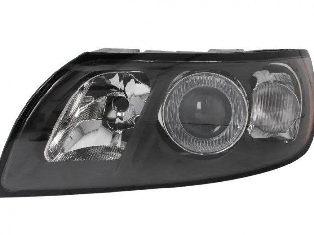 Volvo S40, V50 utángyártott új bal első fényszóró H7/HB3 fekete házas -07.12 (motorral) TYC