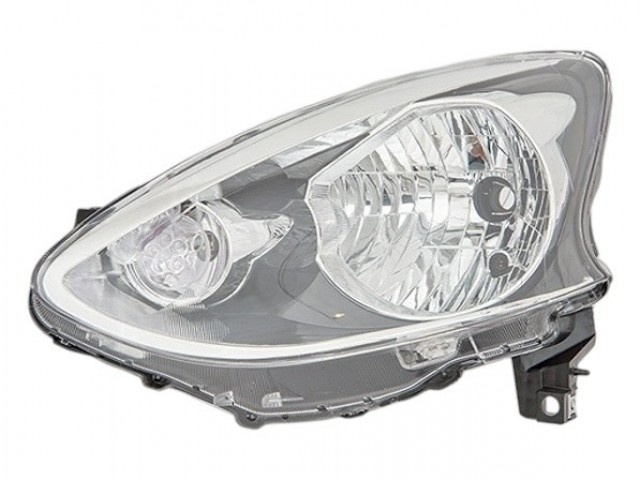 Nissan Micra K13 2013.06.01-2017.02.01 utángyártott új bal első fényszóró H4 sötét házas (motorral) TYC
