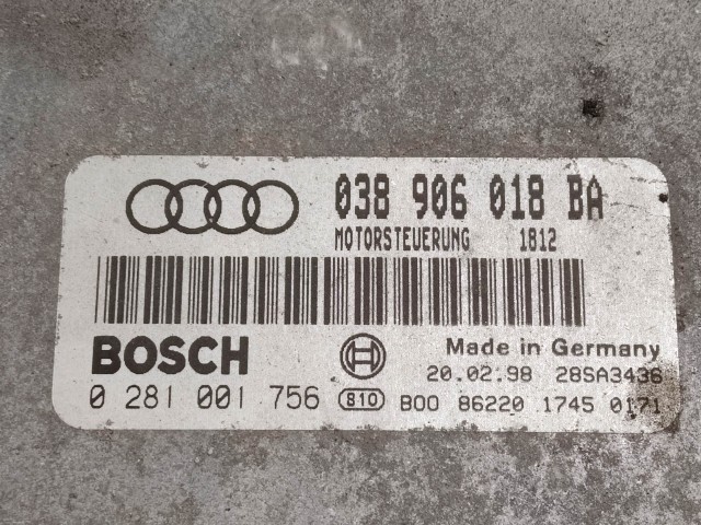 Audi A3 1996-2003 (8L) 1,9 Diesel motorvezérlő Bosch 0281001756 , 038906018BA