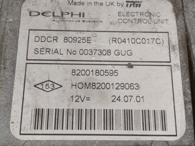 Renault Clio II. 1998-2005 1,5 Diesel motorvezérlő Delphi  8200180595