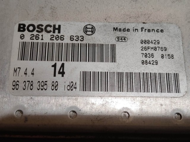 Citroen Xsara 1,6 8v Benzin motorvezérlő Bosch 9637839580 , 0261206633