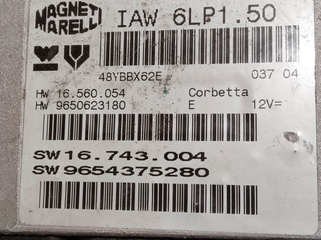 Peugeot 307 2001-2008 2,0 16v Benzin motorvezérlő Magnetti Marelli SW16.743.004 , SW9654375280
