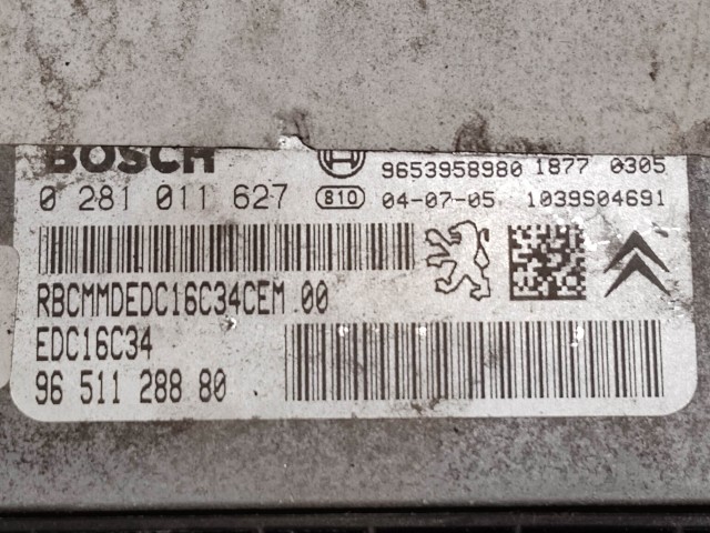 Peugeot 307 2001-2008 1,6 Diesel motorvezérlő  Bosch 0281011627 , 9651128880