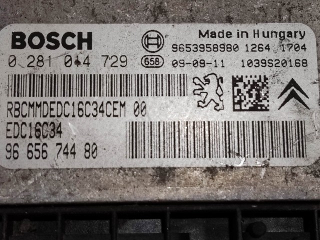 Citroen C4 Picasso 2006-2013, Peugeot 308 2007-2013 1,6 Diesel motorvezérlő Bosch 0281014729 , 9665674480