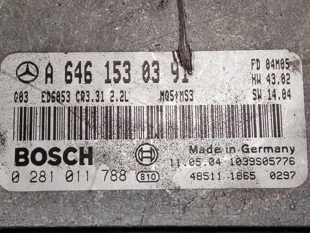 Mercedes Benz Vito (W639) 2003-2014 2,2 Diesel motorvezérlő Bosch 0281011788 A6461530391
