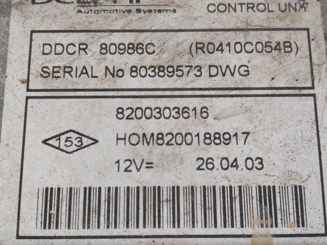 Renault Thalia, Clio II., Kangoo 1,5 Diesel motorvezérlő  Delphi 80389573DWG 8200303616